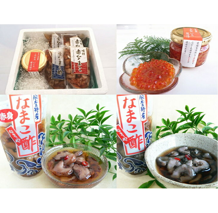 【ふるさと納税】能登なまこ贅沢セット　赤なまこ酢120g×2袋、青なまこ酢120g×2袋 このわたいくら醤油漬け100g×1本