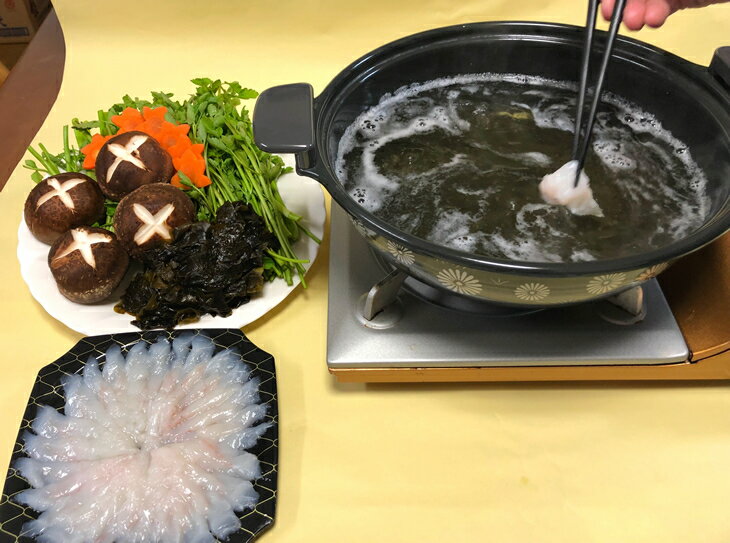 【ふるさと納税】天然 能登 ふぐしゃぶしゃぶセット｜ふく 刺身 皮刺し 高等葱 ポン酢 もみじおろし かぼす ヒレ 石川県 国産 七尾市 旬