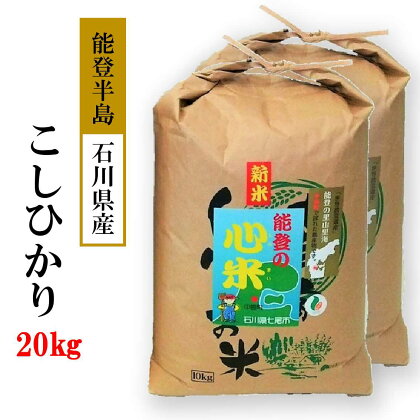 【能登半島地震復興支援】米 20kg / こしひかり 能登の心米（精米20Kg）10kg×2袋 コシヒカリ 米　※2024年10月中旬頃より順次発送予定 石川県 七尾市