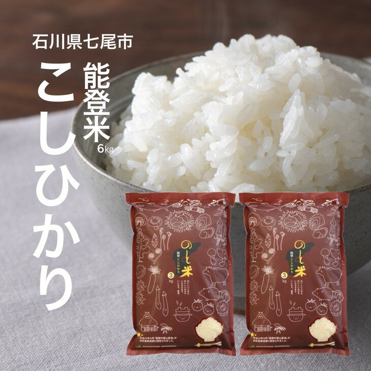 [能登半島地震復興支援][発送時期が選べる]令和5年産 コシヒカリ 能登米(3kg×2袋)|国産 ふっくら ツヤツヤ 甘いこしひかり 精米 白米 送料無料 石川県 七尾市 能登