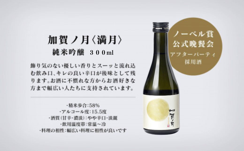 【ふるさと納税】 加賀ノ月 日本酒 飲み比べセット（300ml×3本） 三日月・半月・満月 純米吟醸 純米酒 本醸造 地酒 お酒 詰め合わせ 父の日 ギフト プレゼント【加越】 bd017n00 f172031-komatsu-10002090 石川県小松市 サンプル画像2