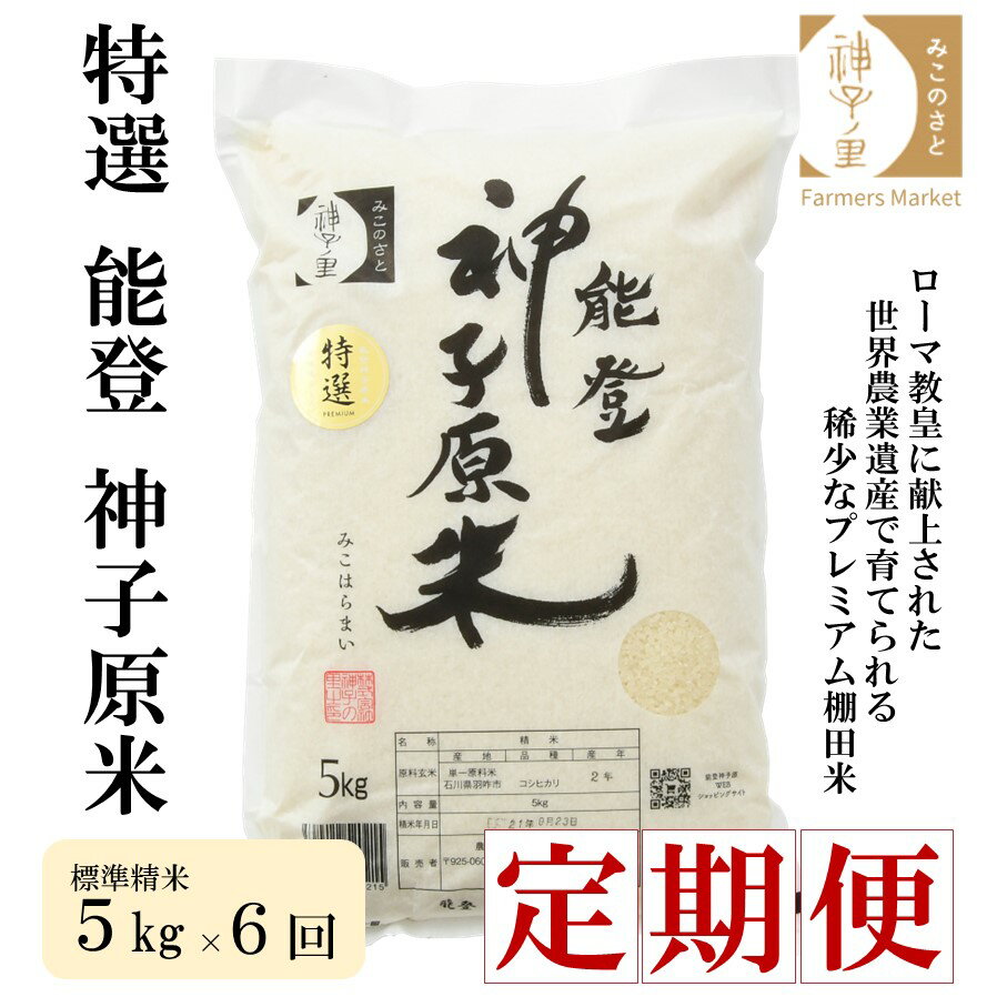 [A098] 【定期便】能登神子原米 5kg×6回コース（標準精米）