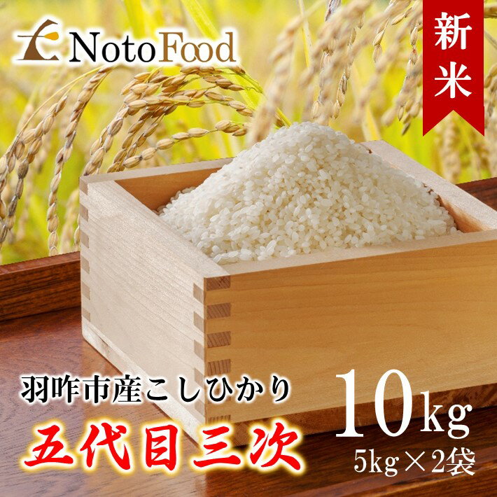 [A110] 能登米こしひかり「五代目三次」石川県羽咋市産10kg（5kg×2袋）