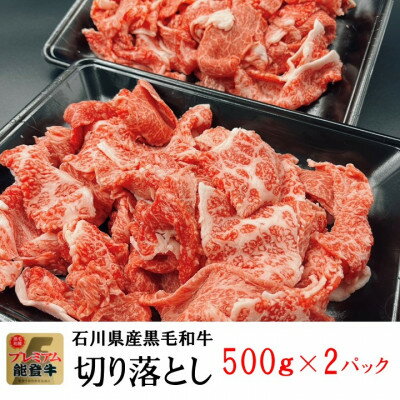 牛肉の「旨み」がギュッとつまった石川県産「能登牛」。脂の甘さを堪能いただけます。　【ふるさと納税】能登牛　切り落とし　1kg(500g×2パック)【配送不可地域：離島】【1483440】