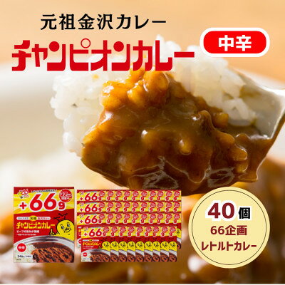 [66(ロクロク)企画限定商品]チャンピオンカレーレトルト中辛246g×40個セット