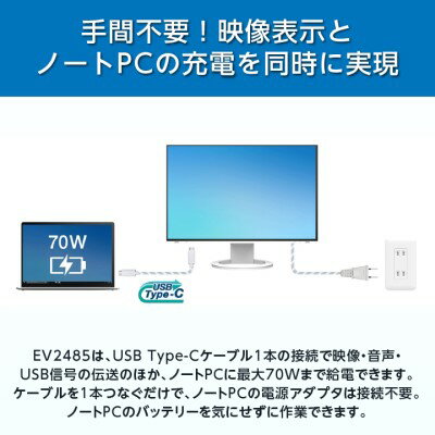 【ふるさと納税】 EIZO USB Type-C 搭載 24.1型 液晶モニター FlexScan EV2485 ホワイト _ 液晶 モニター パソコン pcモニター ゲーミングモニター USB Type-C 【1246773】