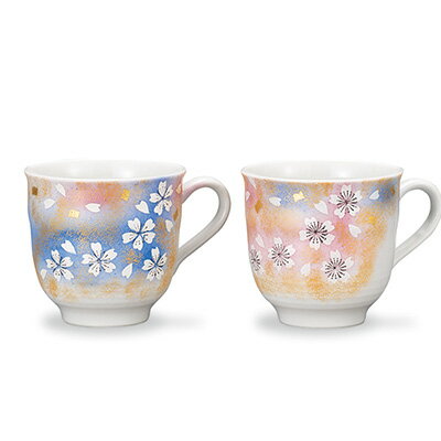 九谷焼 ペアマグカップ 花の舞/山近祥 a01　【 工芸品 伝統工芸 マグカップ カップ コーヒーカップ ペアカップ 結婚 結婚祝 誕生日プレゼント 還暦祝い 古希 喜寿 米寿 退職 定年 プレゼント お祝い お返し お礼 】