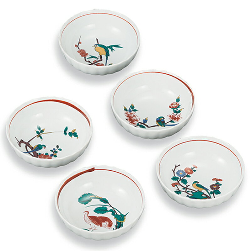 4.5号小鉢揃 絵変わり 花鳥 民芸品 工芸品 雑貨 食器 鉢皿 キッチン雑貨 キッチン用品
