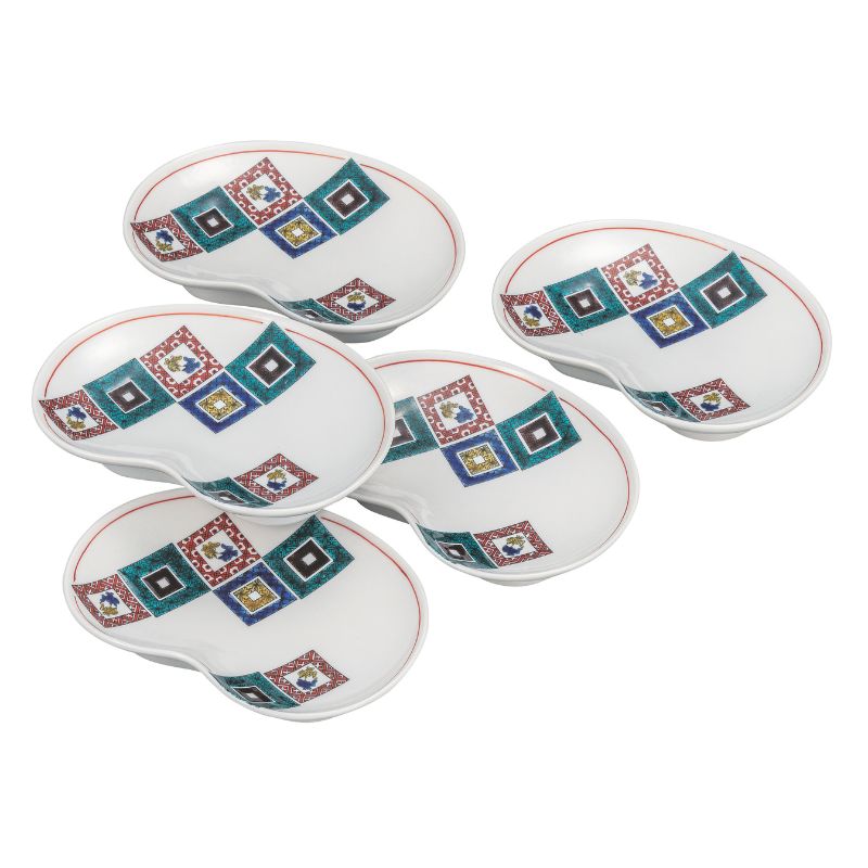 九谷焼 5.8号皿揃・石畳(5枚組)