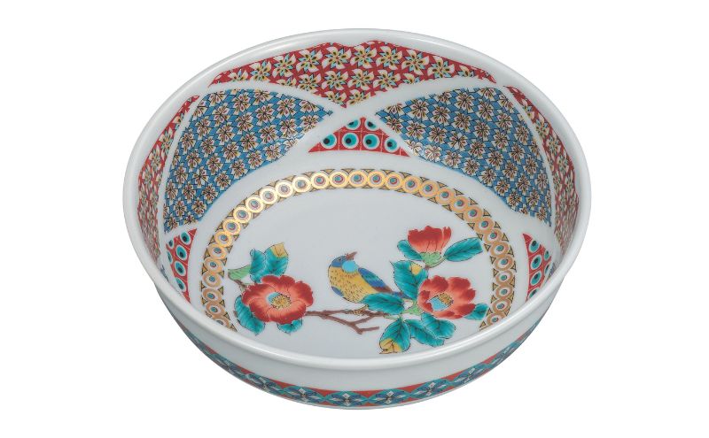 【ふるさと納税】九谷焼 6号鉢・金小紋椿に鳥