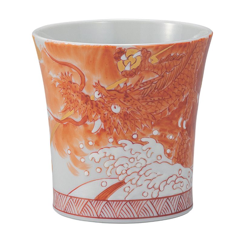九谷焼 焼酎カップ・赤絵龍神