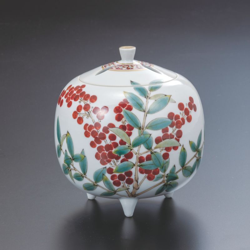 九谷焼 3.8号香炉・南天