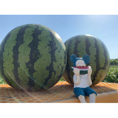 【ふるさと納税】内灘砂丘育ちの空風すいか　Lサイズ(6～7kg)2個【配送不可地域：離島・北海道・沖縄県・東北・中国・四国・九州】【1598284】