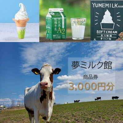 夢ミルク館で使える商品券3,000円分