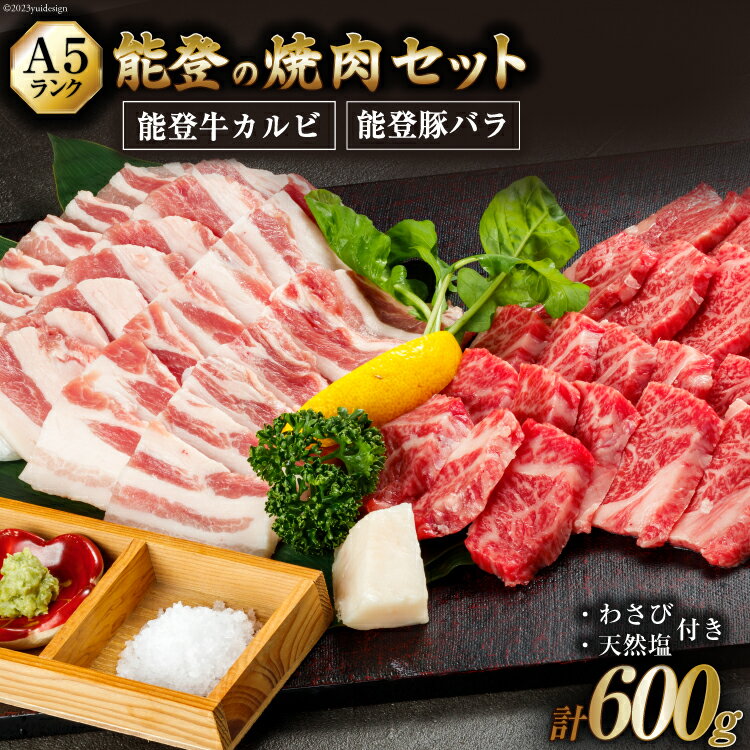 [てらおかの能登牛]わさびで食べる能登の焼肉セット プレミアム(300g×2) [てらおか風舎 石川県 志賀町 AA4223] 肉 牛肉 能登牛 焼肉セット 計600グラム