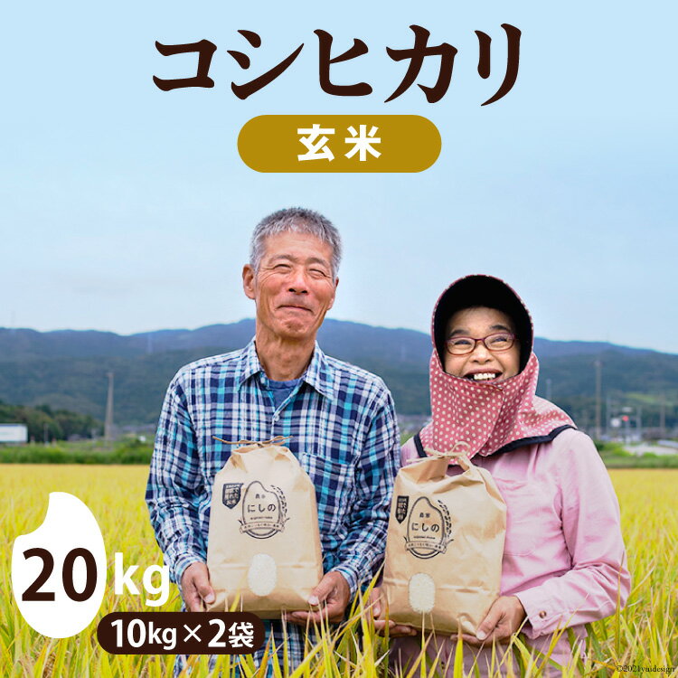 【ふるさと納税】先行予約 令和5年 コシヒカリ 玄米10kg×2 / 農家にしの / 石川県 宝達志水町 [38600238] 米 お米 ご飯 ごはん