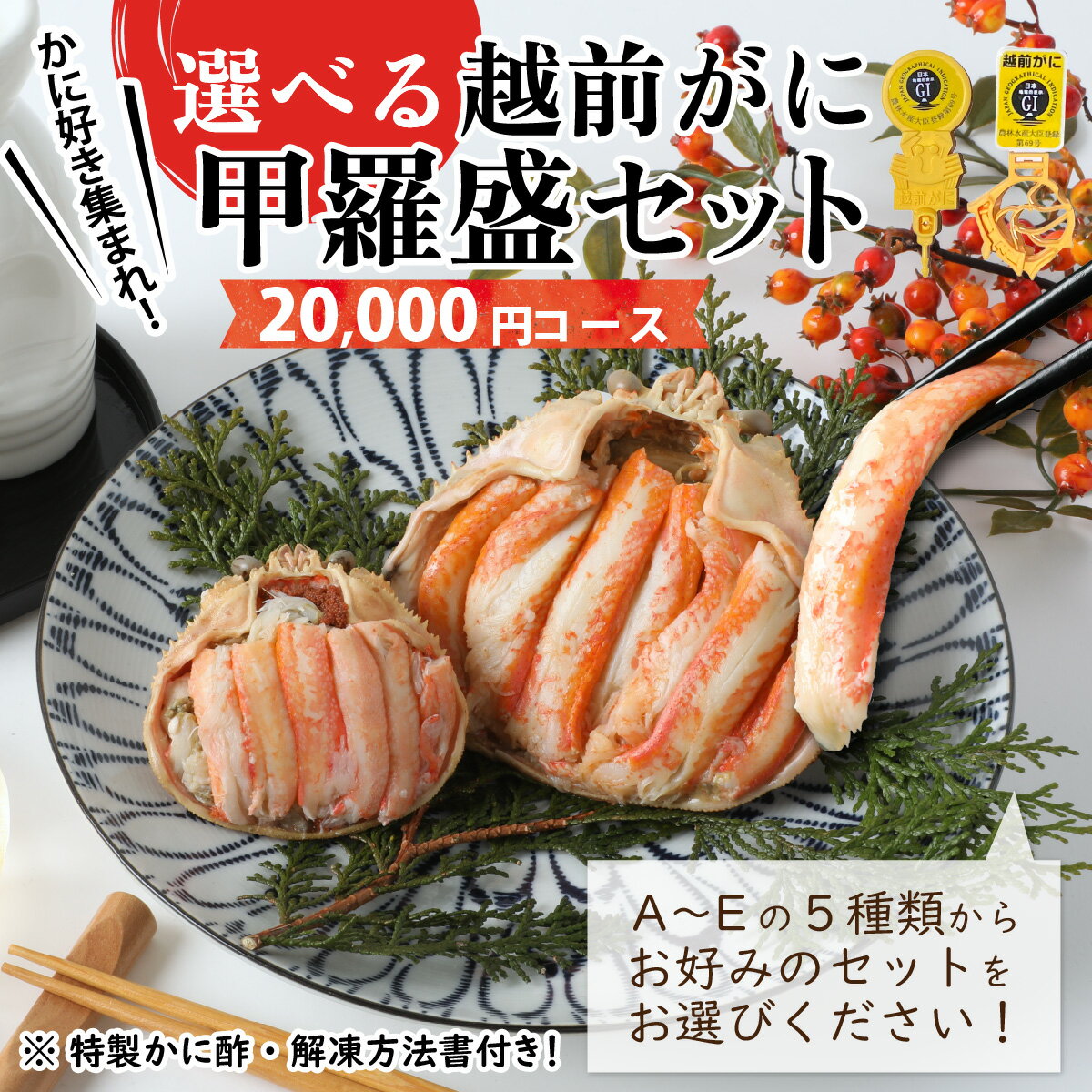 【ふるさと納税】【訳あり】蟹好き集まれ！選べる越前蟹 甲羅盛セット 20,000円コース / かに カニ セイコガニ ズワイガニ せいこがに ずわいがに 越前がに 甲羅盛 かに酢 手軽 国産 冷凍配送 送料無料 1人前 2人前 [B-096004]