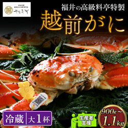 【ふるさと納税】支援 越前がに 越前 かに ずわいがに 2人前 3人前 茹でがに 贅沢 ご褒美 贈り物 冷蔵 送料無料 / 蟹好きにおすすめ！老舗カニ専門店の「越前ずわいがに」900g～1.1kg×1杯 [L-085021]･･･ 画像1