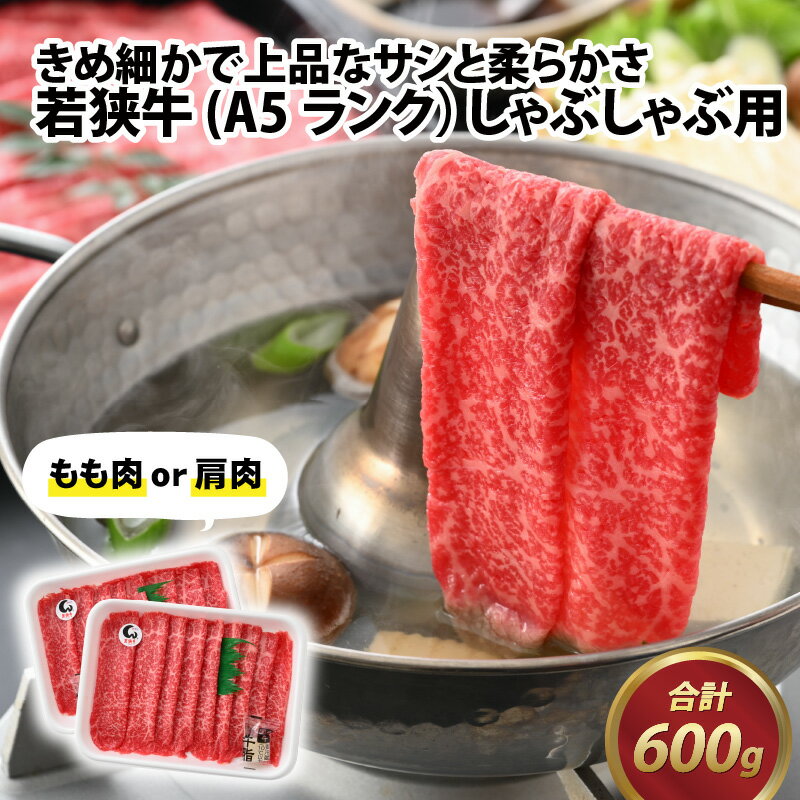 【ふるさと納税】若狭牛 (A5ランク) しゃぶしゃぶ用 合計600g（300g×2パック）/ 牛肉 A5ランク しゃぶしゃぶ お取り寄せ 黒毛和種 もも肉 肩肉 冷凍 2パック 小分け 送料無料 [B-022008]･･･