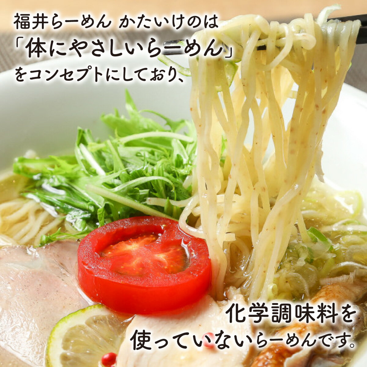 【ふるさと納税】麺 福井県 地産地消 ふすま使用 純けい 越前塩 鶏がらスープ 越のルビー ブラン使用 麺類 送料無料 / 福井らーめん かたいけの [A-097001]