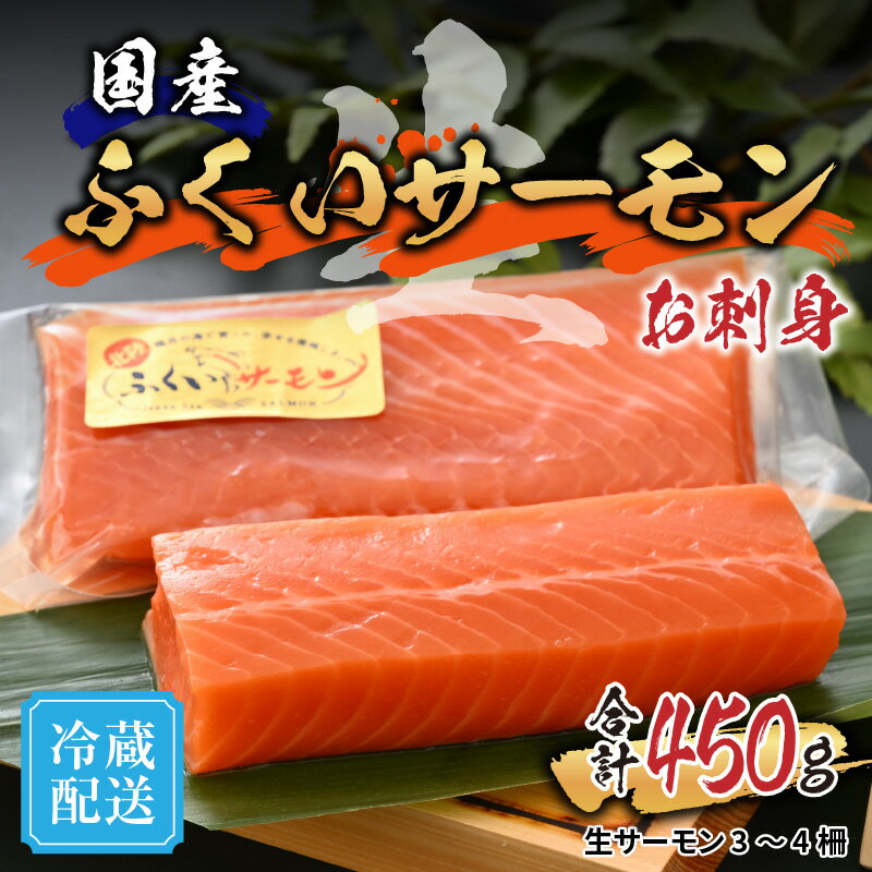 【ふるさと納税】【先行予約】国産 生サーモン お刺身 ふくいサーモン（柵）450g【2024年4月下旬より順次発送】 / 柵どり 低脂肪 低カロリー 希少 期間限定 送料無料 [A-065018]