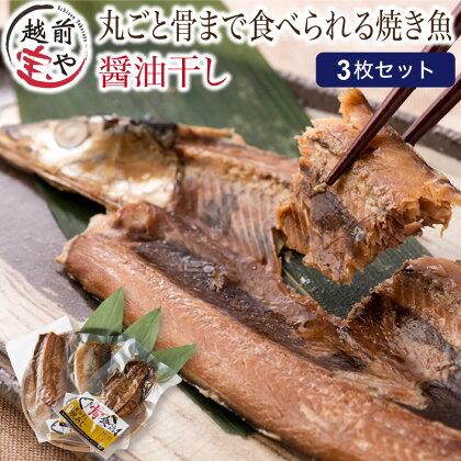 丸ごと骨まで食べられる焼き魚（醤油干し） 3枚 / たからや商店 越前宝や アジ 鯵 サンマ 秋刀魚 サバ 鯖 真空パック 個包装 常温保存可 カルシウム 干物 魚貝類 加工食品 送料無料 [A-088005]