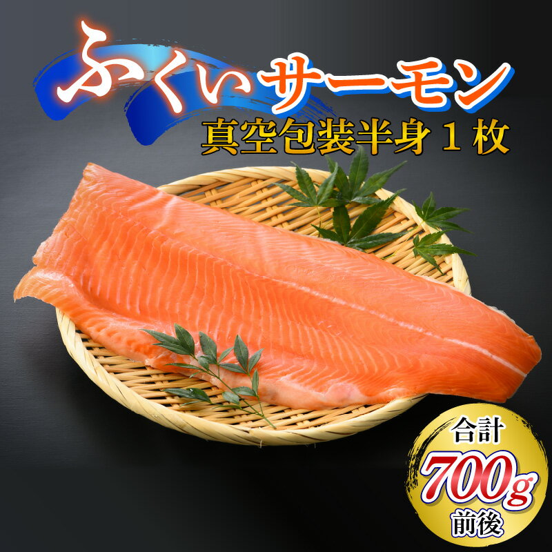 【ふるさと納税】国産 ふくいサーモン 半身 1枚 700g ／ 海鮮 魚介 魚 小分け 真空包装 冷凍 生食可 刺し身 ムニエル サケ 鮭 生食可 700g 高級 養殖 地物 ブランド 養殖魚 半身 サラダ サーモン丼 カルパッチョ サラダ 加熱 脂 ギフト 送料無料 [A-001018]