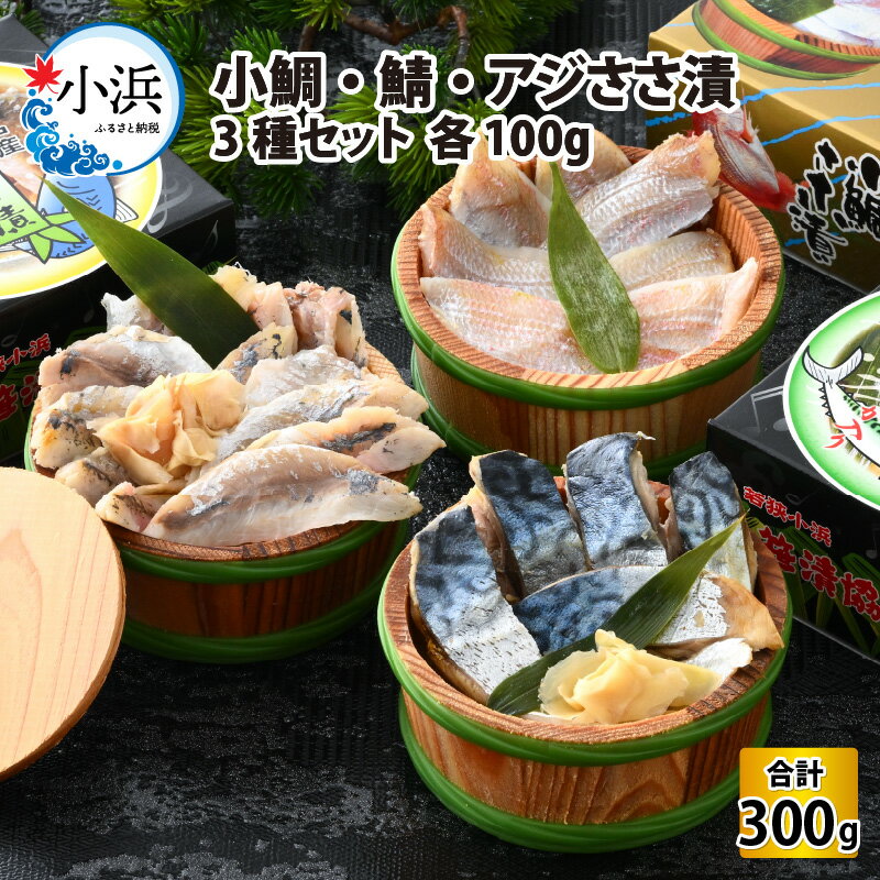 【ふるさと納税】海鳴り(旺盛) 　小鯛・鯖・アジ ささ漬3種セット 各100g 計300g 鯛 あじ サバ ささ漬 詰め合わせ [A-012017]