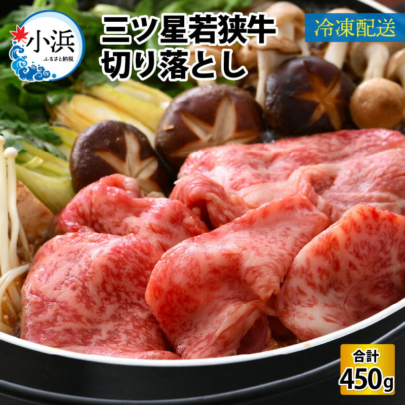 三ツ星 若狭牛 切り落とし 450g|牛肉 焼肉 しゃぶしゃぶ すき焼き すき焼き肉 若狭牛お肉 肉 肉セット 肉うどん 冷凍 450g ブランド牛 切り落とし 牛丼 炒め物 三ツ星牛 三ツ星 ギフト 贈答 送料無料 [A-014001]