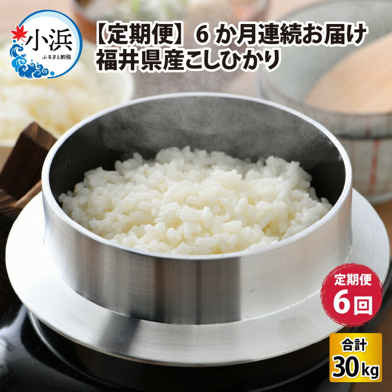 6位! 口コミ数「0件」評価「0」【定期便】【6か月連続お届け】【令和5年産】福井県産こしひかり 5kg × 6回 / お米の定期便 コシヒカリ 精米 米 [F-017001･･･ 