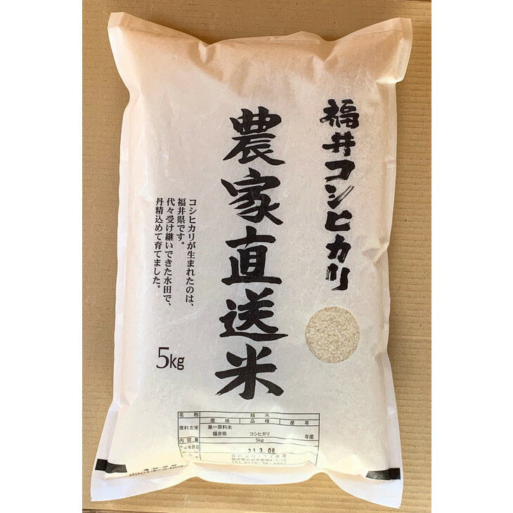 【ふるさと納税】【令和3年産】農家直送米 福井こしひかり 5kg [A-017003]