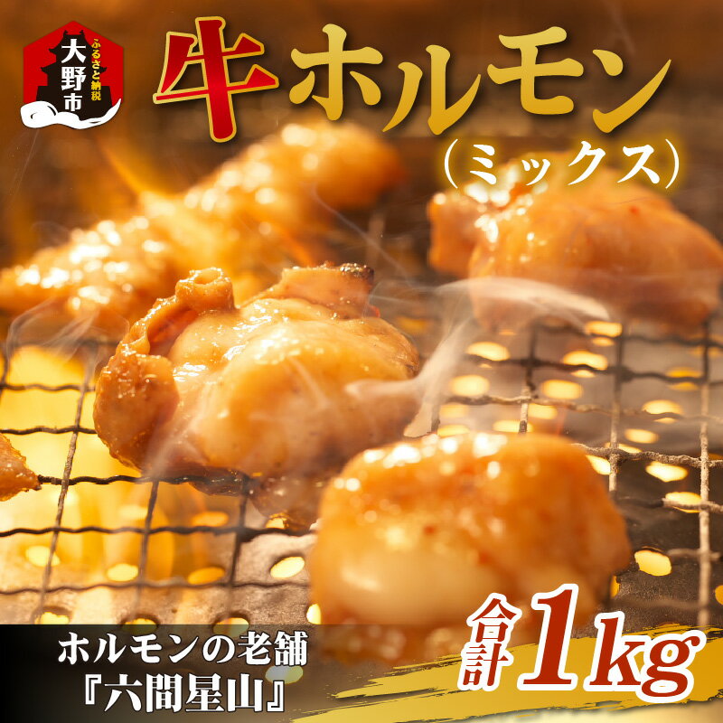 ホルモン の 老舗 六間星山 牛ホルモン (ミックス)500g × 2袋 計1kg[A-026001]| 国産 アメリカ産 牛肉 もつ鍋 焼き肉 味付き 味噌 タレ 星山 冷凍 焼肉 バーベキュー ホルモン鍋 とんちゃん 鉄板焼 BBQ もつ ビール 網焼き 牛肉 焼肉店 ホルモン焼き