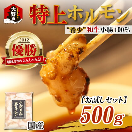 【お試しセット】とんちゃん祭2012年優勝商品！特上ホルモン（和牛小腸100％）（500g×1袋）【ホルモン・和牛・小腸・500g】 [A-026003]| ホルモン焼き