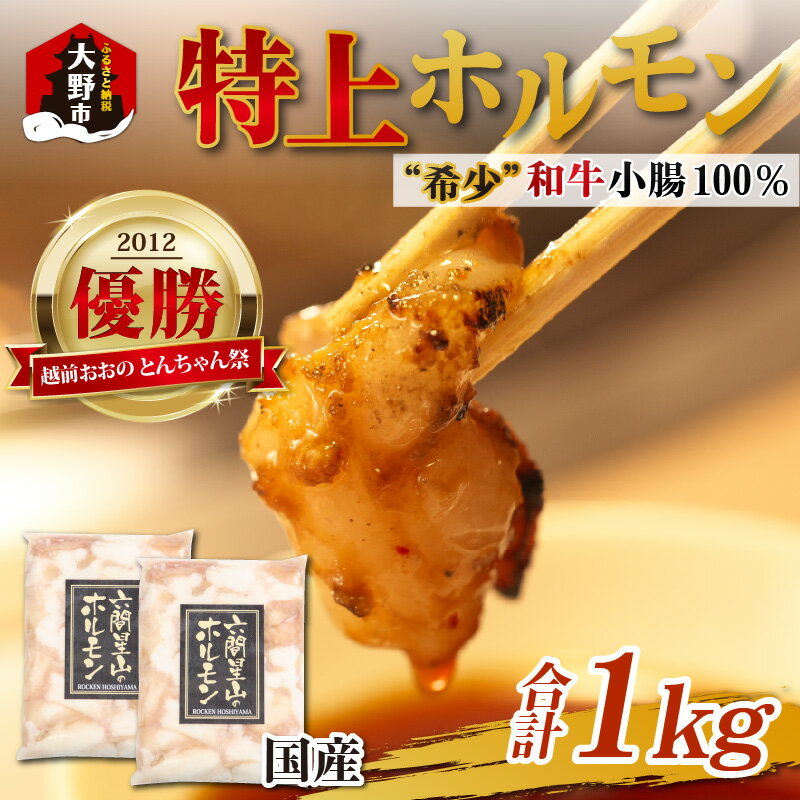 【ふるさと納税】とんちゃん祭2012年優勝商品！特上ホルモン（和牛小腸100％）1kg（500g×2袋）【ホルモン・和牛100%・小腸・500g】 [A-026007]| ホルモン焼き