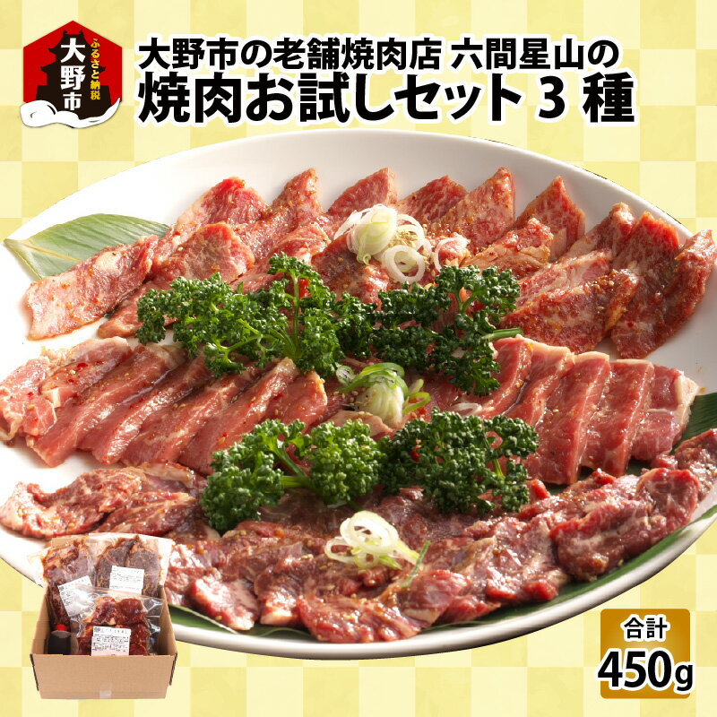 30位! 口コミ数「0件」評価「0」大野市の老舗焼肉店 六間星山の「焼肉お試しセット3種」計450g（冷凍） [A-026015]|アウトドア BBQ バーベキュー キャンプ ･･･ 