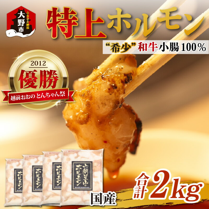 とんちゃん祭2012年優勝商品!特上ホルモン(和牛小腸100%)2kg(500g×4袋)[ホルモン・和牛・小腸・500g] [C-026001]| ホルモン焼き