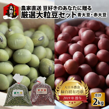 農家直送 豆好きのあなたに贈る 厳選大粒豆セット 計2kg（青大豆1kg 赤大豆1kg） [A-001028]