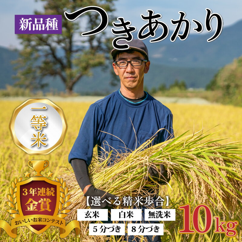 【ふるさと納税】【令和5年産】越前大野産 一等米 帰山農園の「つきあかり」10kg （5kg×2袋）【選べる精米方法】玄米 白米 無洗米 8分づき 5分づき [B-001004]