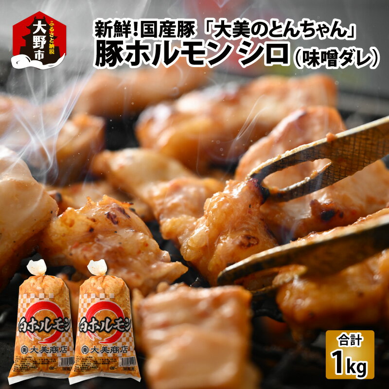 【ふるさと納税】大美のとんちゃん（白）豚ホルモン シロ 味噌ダレ 1kg（500g×2パック） [A-015010] | ..