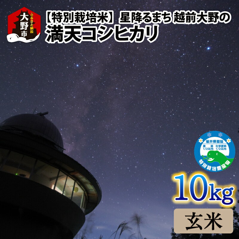 [令和5年産]星降るまち 越前大野の「満天コシヒカリ」玄米 10kg 農薬・化学肥料50%以上カットの特別栽培米 農家直送 単一原料米 大野市[A-005005] | 精米 玄米 白米 ご飯 ごはん こしひかり 産地直送 食品 美味しい 米処 送料無料