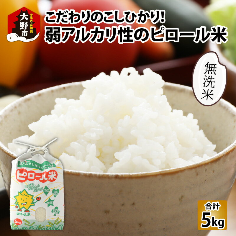 [令和7年産 新米]こだわりの米!弱アルカリ性のピロール米 こしひかり 無洗米 5kg [A-009003]