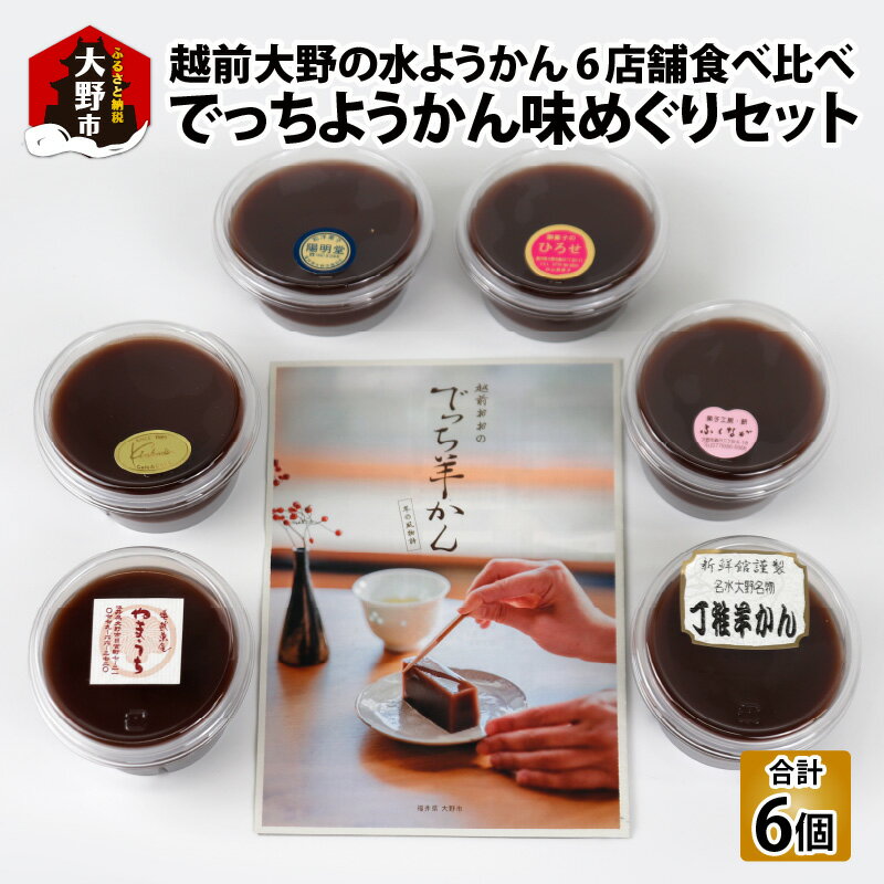 [先行予約]越前大野の水ようかん「でっちようかん味めぐりセット」6店舗の食べ比べ 6個×1箱 | 福井 大野 水ようかん でっちようかん ようかん 保存料不使用 詰め合わせ 食べ比べ 和菓子 冬季限定 期間限定 [A-014003]