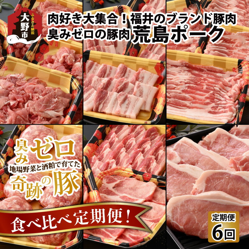 【ふるさと納税】【肉の定期便×6回コース】肉好き大集合！臭みゼロの豚肉「荒島ポーク」食べ比べ 定期..