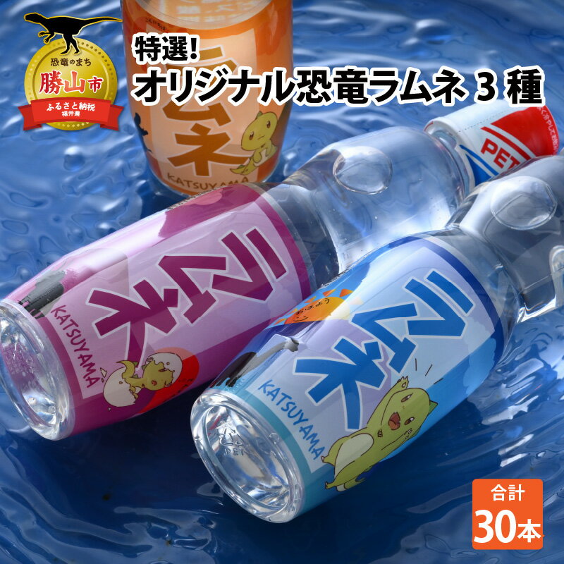 【ふるさと納税】特選！オリジナル恐竜ラムネ3種×10本SET| 飲料 カラフル 250ml 250ミリリットル