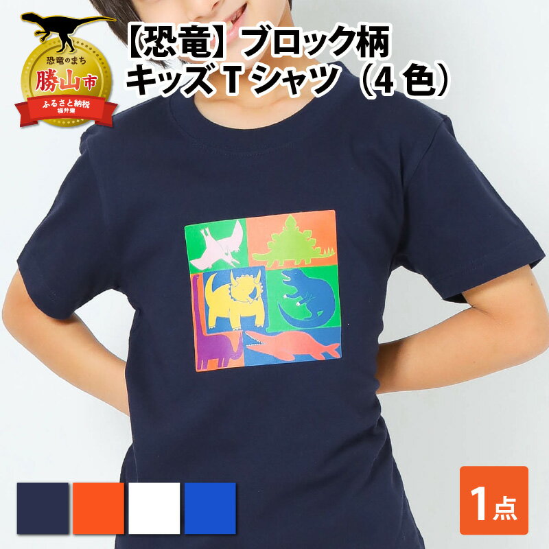 【ふるさと納税】ブロック柄キッズTシャツ(4色)