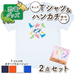 【ふるさと納税】キッズTシャツ(パラダイス柄・4色)と綿Wガーゼハンカチの2点セット 画像1