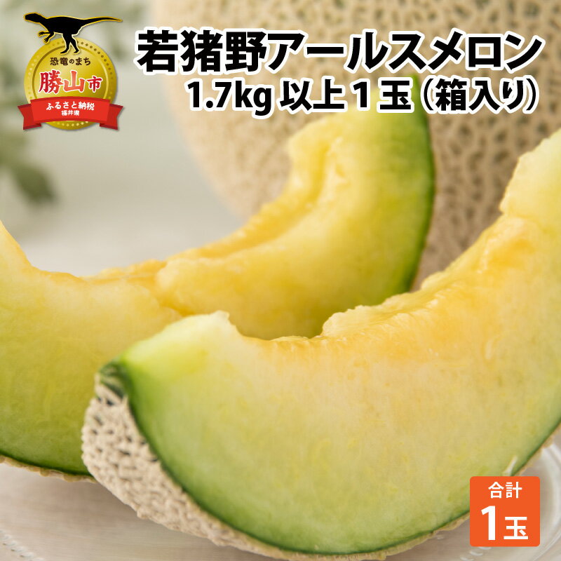 【ふるさと納税】【先行予約】【2023年8月中旬～10月中旬頃発送】若猪野 アールス メロン 1.7kg以上 1玉 箱入り | フルーツ 果物 デザート スイーツ ギフト 贈答用 プレゼント 糖度 甘い 大玉 大きい 食べ頃 完熟 旬 高級 種類 品種 等級 特産 名産 おすすめ 家庭用 送料無料のサムネイル