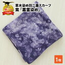 【ふるさと納税】草木染め羽二重スカーフ 紫 叢雲染め| 染物 織物 伝統 ファッション 小物