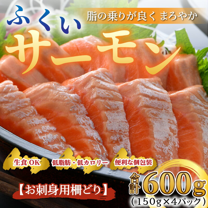 【ふるさと納税】【先行予約】ふくいサーモン 柵どり 150g×4パック 計600g ＜鮮度抜群！アレンジ自在！真空冷凍＞ ／ 生食OK 刺身 鮭 国産※2024年6月中旬以降順次発送 2