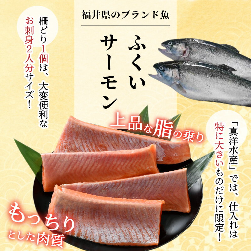 【ふるさと納税】【先行予約】ふくいサーモン 柵どり 150g×4パック 計600g ＜鮮度抜群！アレンジ自在！真空冷凍＞ ／ 生食OK 刺身 鮭 国産※2024年6月中旬以降順次発送 3